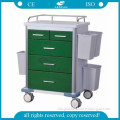 AG-GS002 movable medical metal trolley with wheels and drawers